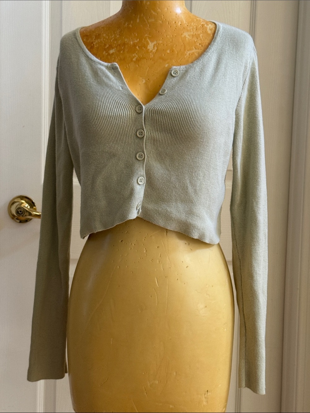 Princess Polly Light Sage Green Knit Cardigan